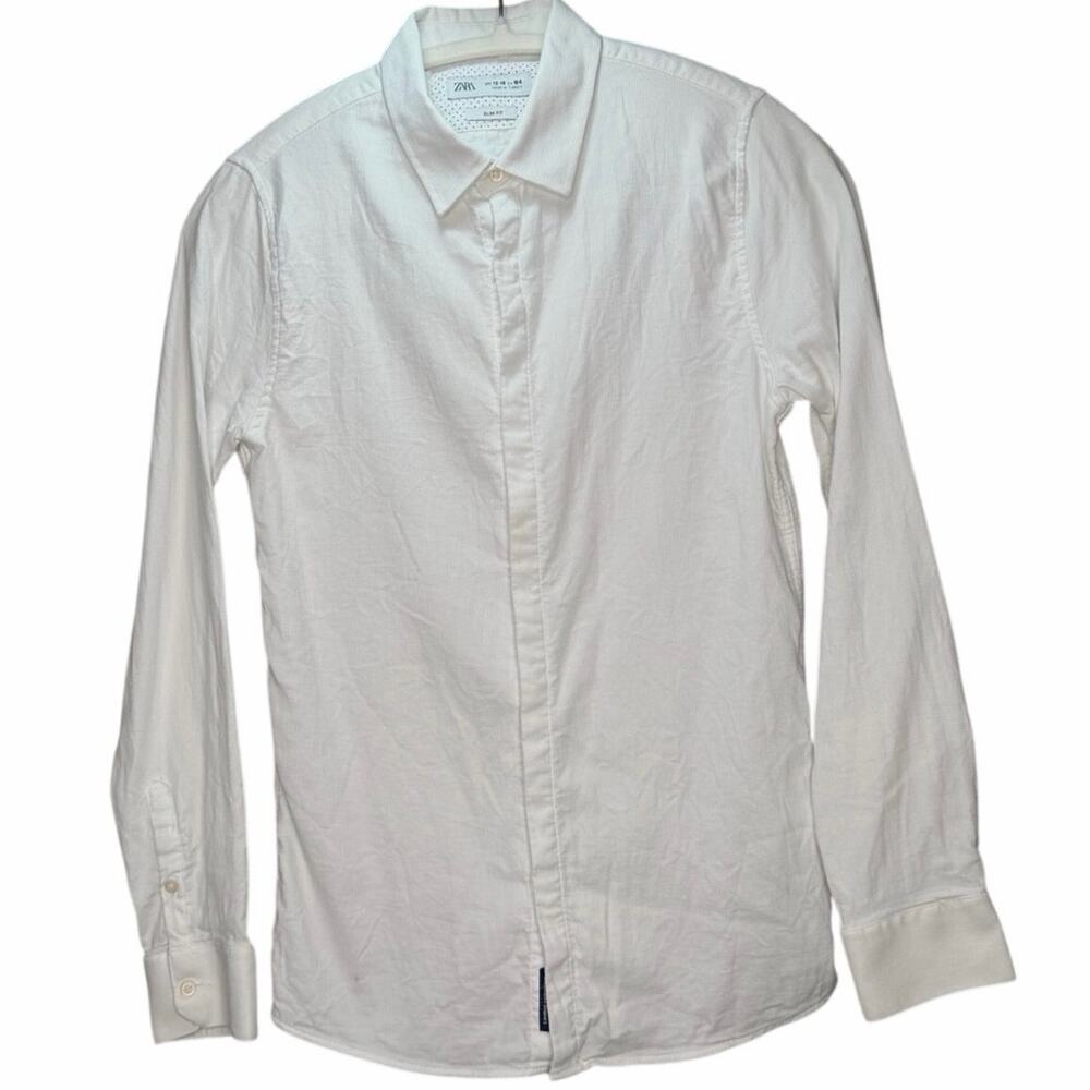 Zara Slim Fit Button Down Long Sleeve Dress Boys Shirt|13-14